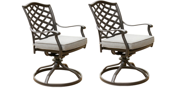 English Elm Outdoor Patio Aluminum Swivel Rocker Dining Chair Set of 2 with Sunbrella Cushions, Weather-Resistant Cast Slate B01051441
