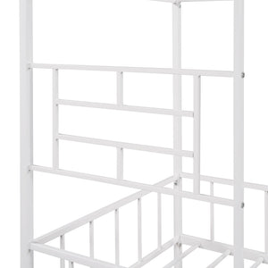 English Elm Metal House Frame Twin Bed White Steel Playhouse Design for Kids Bedroom Decor MF289091AAK