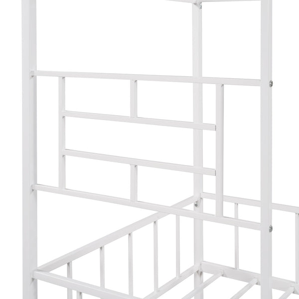 English Elm Metal House Frame Twin Bed White Steel Playhouse Design for Kids Bedroom Decor MF289091AAK