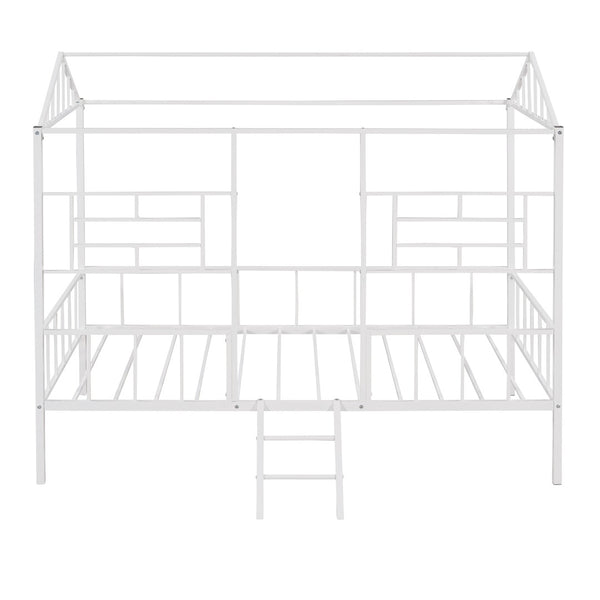 English Elm Metal House Frame Twin Bed White Steel Playhouse Design for Kids Bedroom Decor MF289091AAK
