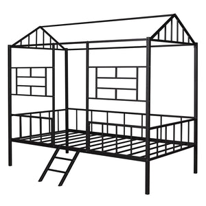 English Elm Metal House Frame Twin Bed White Steel Playhouse Design for Kids Bedroom Decor MF289091AAB