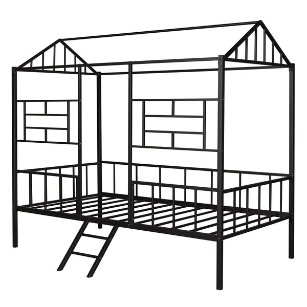 English Elm Metal House Frame Twin Bed White Steel Playhouse Design for Kids Bedroom Decor MF289091AAB