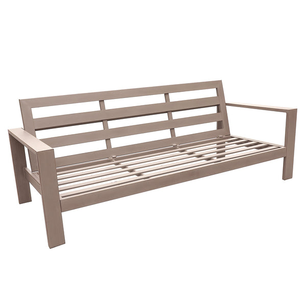 English Elm Sofa, Alassio Pewter Aluminum Outdoor Patio Sofa with Weather-Resistant Olefin Cushions, 80"L x 28"W x 19"H B01051436