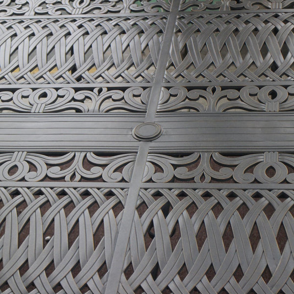 English Elm Large Rectangle Table Desert Night Gunmetal Aluminum 112in L Stylish Outdoor Dining Centerpiece B01051517