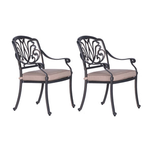 English Elm Patio Geneva Aluminum Dining Armchair Set of 2 with Sunbrella Cushions, UV‑Resistant Gunmetal Finish B01051462