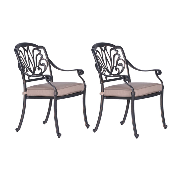 English Elm Patio Geneva Aluminum Dining Armchair Set of 2 with Sunbrella Cushions, UV‑Resistant Gunmetal Finish B01051462