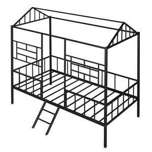 English Elm Metal House Frame Twin Bed White Steel Playhouse Design for Kids Bedroom Decor MF289091AAB