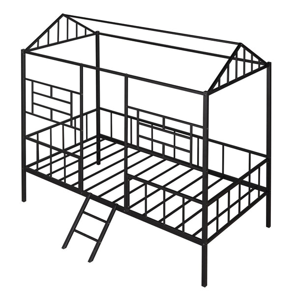English Elm Metal House Frame Twin Bed White Steel Playhouse Design for Kids Bedroom Decor MF289091AAB