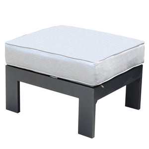 English Elm Patio Aluminum Ottoman with Removable Olefin Cushion, Powdered Pewter — Durable Modern 27x24x13" B01051501