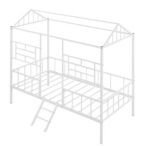 English Elm Metal House Frame Twin Bed White Steel Playhouse Design for Kids Bedroom Decor MF289091AAK
