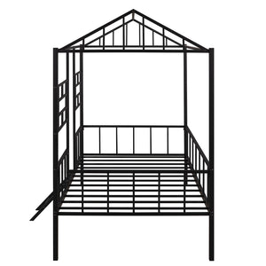 English Elm Metal House Frame Twin Bed White Steel Playhouse Design for Kids Bedroom Decor MF289091AAB