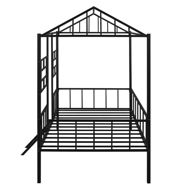 English Elm Metal House Frame Twin Bed White Steel Playhouse Design for Kids Bedroom Decor MF289091AAB