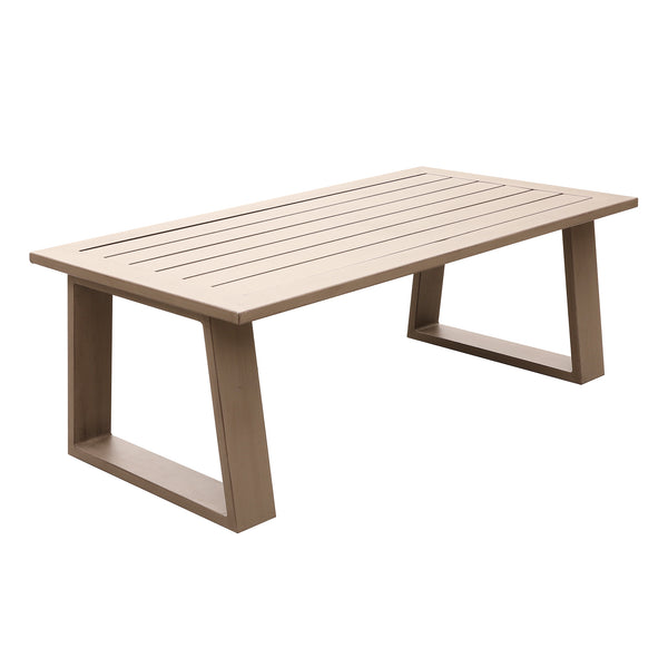 English Elm Coffee Wood-Grained Aluminum Coffee Table Pewter Finish 52"L Modern Outdoor Indoor Accent Table B01051498