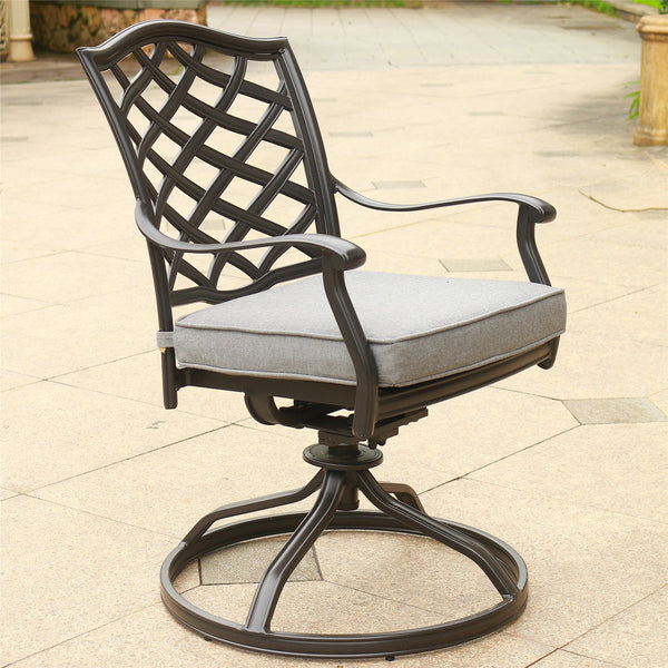 English Elm Outdoor Patio Aluminum Swivel Rocker Dining Chair Set of 2 with Sunbrella Cushions, Weather-Resistant Cast Slate B01051441