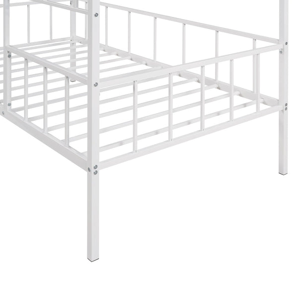 English Elm Metal House Frame Twin Bed White Steel Playhouse Design for Kids Bedroom Decor MF289091AAK