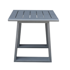 English Elm Outdoor Aluminum Square End Table, Powdered Pewter Finish — 24" Compact, Rust‑Proof, UV‑Resistant Patio Side Table B01051497
