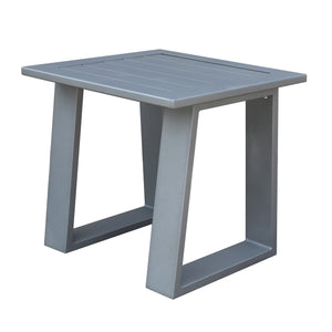 English Elm Outdoor Aluminum Square End Table, Powdered Pewter Finish — 24" Compact, Rust‑Proof, UV‑Resistant Patio Side Table B01051497