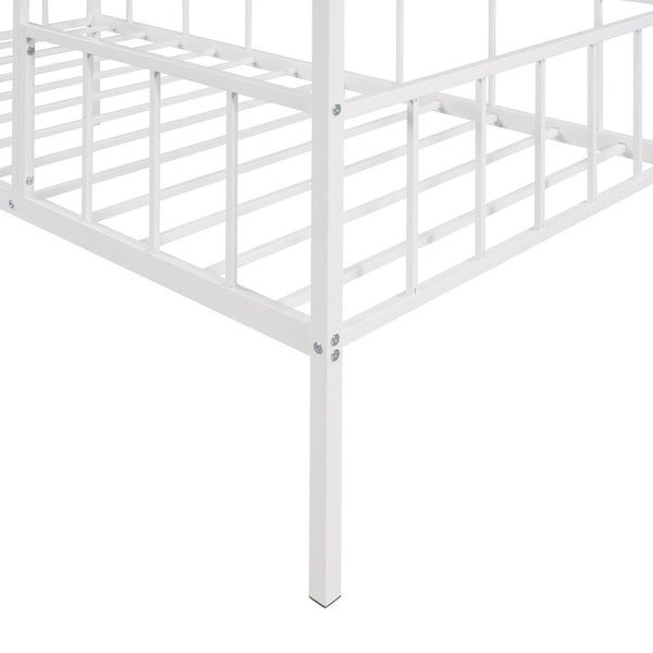 English Elm Metal House Frame Twin Bed White Steel Playhouse Design for Kids Bedroom Decor MF289091AAK