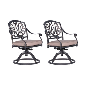 English Elm Patio Geneva Aluminum Swivel Rocker Dining Chairs Set of 2 with Sunbrella Cushions, Weatherproof Sand B01051465