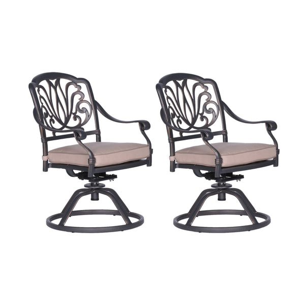 English Elm Patio Geneva Aluminum Swivel Rocker Dining Chairs Set of 2 with Sunbrella Cushions, Weatherproof Sand B01051465