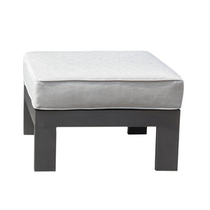 English Elm Patio Aluminum Ottoman with Removable Olefin Cushion, Powdered Pewter — Durable Modern 27x24x13" B01051501