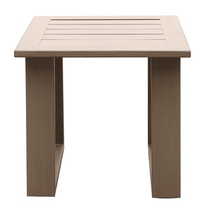 English Elm End Table Pewter Wood-Grained Aluminum Accent Table 25" H x 25" L x 10" W Modern Patio Chic Durable Finish B01051526