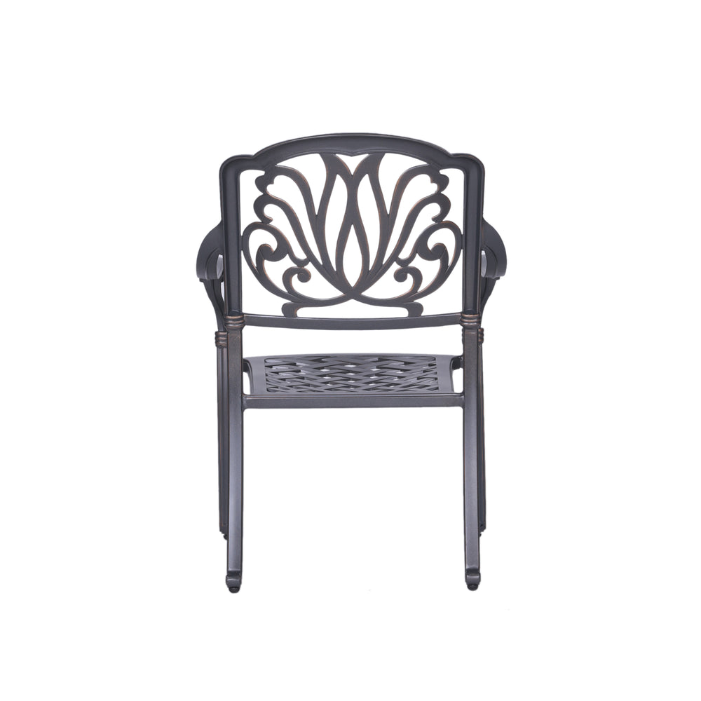 English Elm Patio Geneva Aluminum Dining Armchair Set of 2 with Solar-Resistant Navy Cushions, Weatherproof Design B01051464