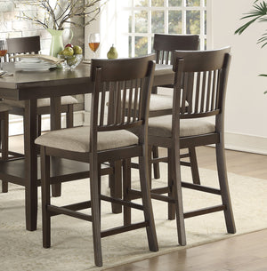 English Elm Dark Vertical Slat-Back Counter Height Chairs Set of 2 with Linen-Look Padded Seats and Wood Veneer Finish Dark Brown 44.25 L x 19.5 W x 14.25 H B01151375