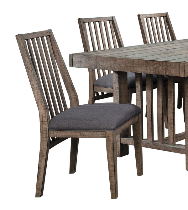 English Elm Wooden Rustic Codie Side Chairs Set of 2 — Weathered Ash Veneer, Padded Fabric Seats, Distressed Finish B01151372