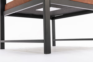 English Elm A&A Modern Faux Leather Accent Chair with Sleek Black Metal Frame — Stylish Compact Living Seat Orange W114342370