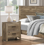 English Elm Bedroom Wooden Nightstand 1 Piece Weathered Pine Finish 2X Drawers Transitional Style Furniture