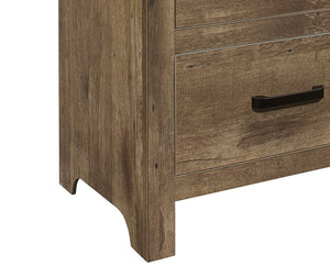 English Elm Bedroom Weathered Pine Nightstand with 2 Drawers, Faux Wood Plank Veneer, Black Nickel Bar Handles, 24" x16.5" x27.5" B01151366