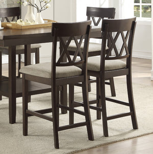 English Elm Dark Brown Mindy Veneer Counter Height Dining Set with Lazy Susan and Cross-back Chairs B011S00574