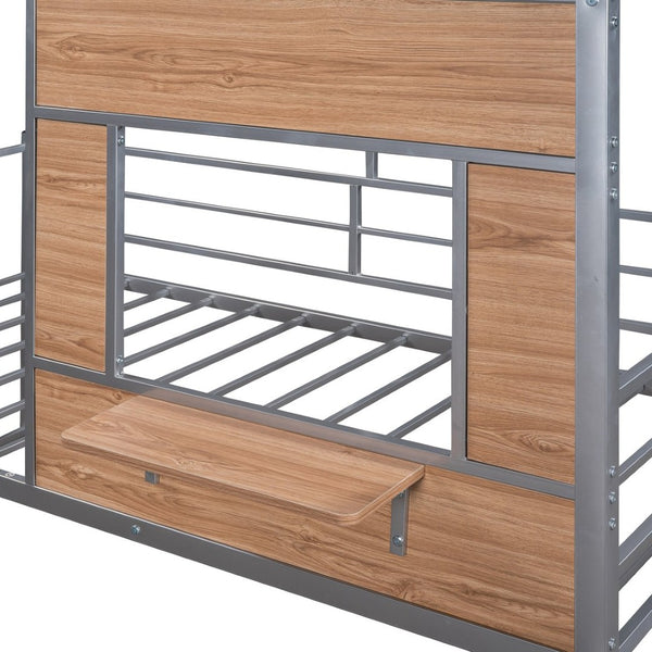 English Elm Metal Twin Loft Bed with Playhouse Roof Window Guardrails and Ladder for Kids LP000801AAN