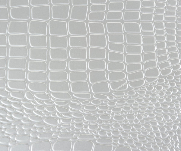 English Elm Glamourous Silver Finish Chest with 5 Dovetail Drawers, Alligator Embossed Fronts & Mirror Trim B01156436