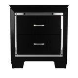 English Elm Glamourous Black Finish 1 Piece Nightstand 2X Dovetail Drawers Faux Alligator Embossed Fronts Bedroom Furniture