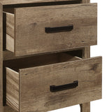 English Elm Bedroom Wooden Nightstand 1 Piece Weathered Pine Finish 2X Drawers Transitional Style Furniture