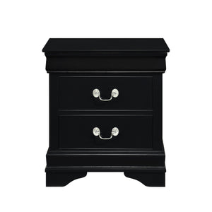 English Elm Classic Louis Philippe Nightstand Black Okume Veneer Antique Nickel Handles 2-Drawer Compact Bedroom Accent 21.5x15.75x23.75 inches B01151367