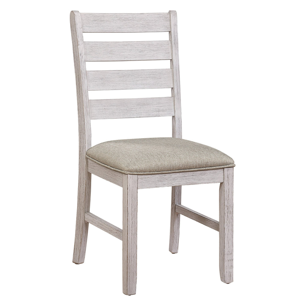 English Elm Casual Ithaca 2pc Side Chairs Grayish White Finish with Wheat Linen Upholstered Seats, Transitional Design B01151374