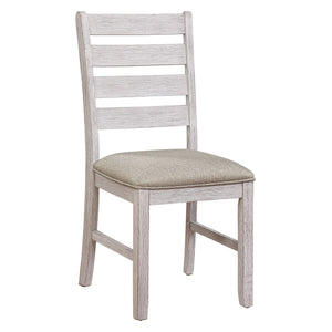 English Elm Casual Ithaca 2pc Side Chairs Grayish White Finish with Wheat Linen Upholstered Seats, Transitional Design B01151374