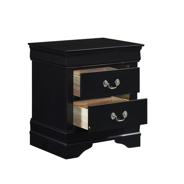 English Elm Classic Louis Philippe Nightstand Black Okume Veneer Antique Nickel Handles 2-Drawer Compact Bedroom Accent 21.5x15.75x23.75 inches B01151367