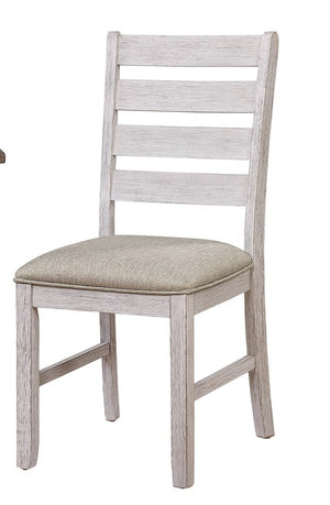 English Elm Casual Ithaca 2pc Side Chairs Grayish White Finish with Wheat Linen Upholstered Seats, Transitional Design B01151374