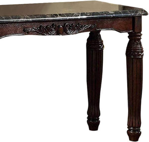 English Elm Traditional Espresso Solid Wood Sofa Table with Faux Marble Top, Intricate Carved Legs, 48"L x 18"W B01151377