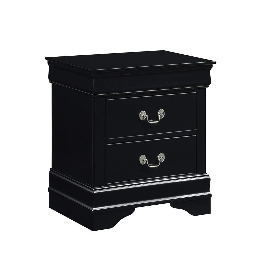 English Elm Classic Louis Philippe Nightstand Black Okume Veneer Antique Nickel Handles 2-Drawer Compact Bedroom Accent 21.5x15.75x23.75 inches B01151367