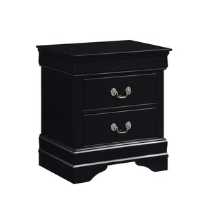English Elm Classic Louis Philippe Nightstand Black Okume Veneer Antique Nickel Handles 2-Drawer Compact Bedroom Accent 21.5x15.75x23.75 inches B01151367