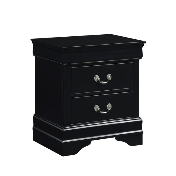 English Elm Classic Louis Philippe Nightstand Black Okume Veneer Antique Nickel Handles 2-Drawer Compact Bedroom Accent 21.5x15.75x23.75 inches B01151367