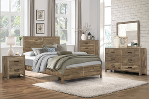 English Elm Rustic Mandan 6-Drawer Dresser in Weathered Pine Veneer with Black Nickel Bar Pulls, 59.5" W B011134289