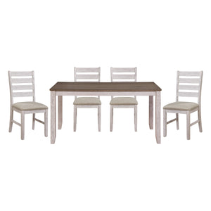 English Elm Transitional Ithaca Rectangular Dining Table 60" Acacia Two-Tone Grayish White Legs Brown Top, Durable Finish B01160583