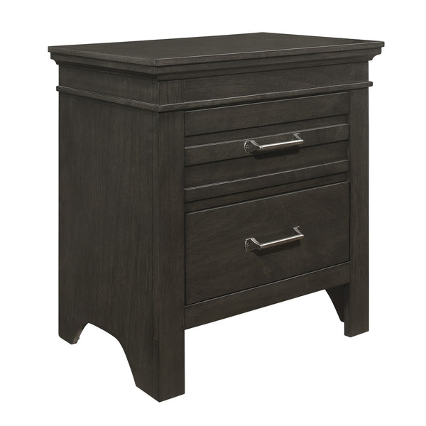 English Elm Transitional Charcoal Gray Nightstand with Okume Veneer, Center Glide Drawers & Fixed Pulls – 24x16x25" B01151369