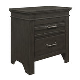 English Elm Transitional Bedroom 1 Piece Nightstand Of Center Glides Drawers Charcoal Gray Finish Bed Side Table Wooden Furniture